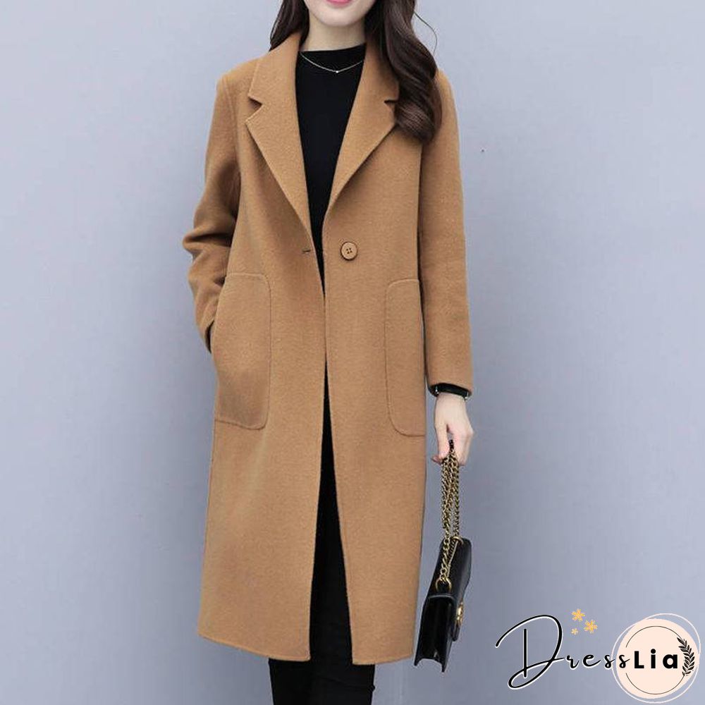 Woolen mid-length coat