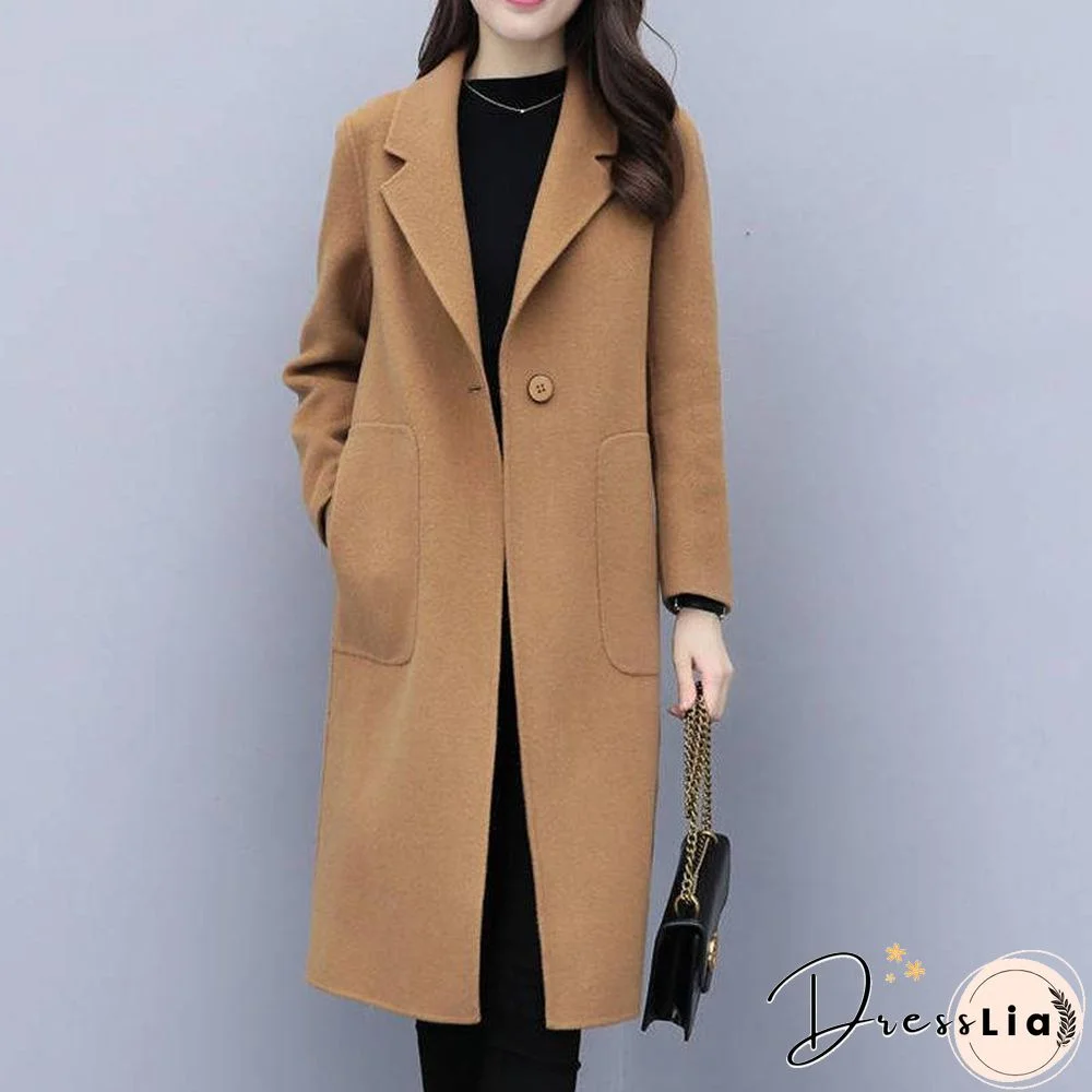 Woolen mid-length coat