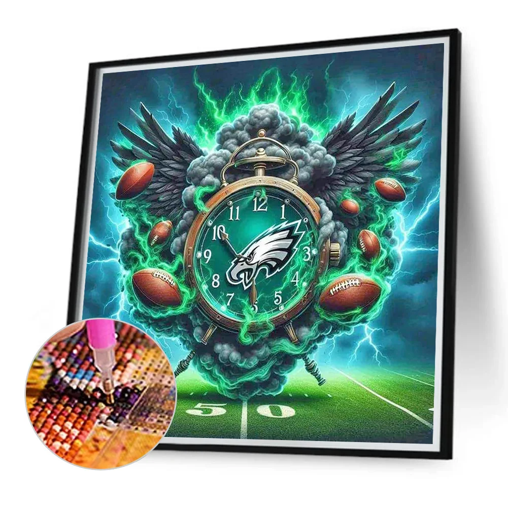 Diamond Painting - Full Round Drill - Philadelphia Team Clock(Canvas|40*40cm)