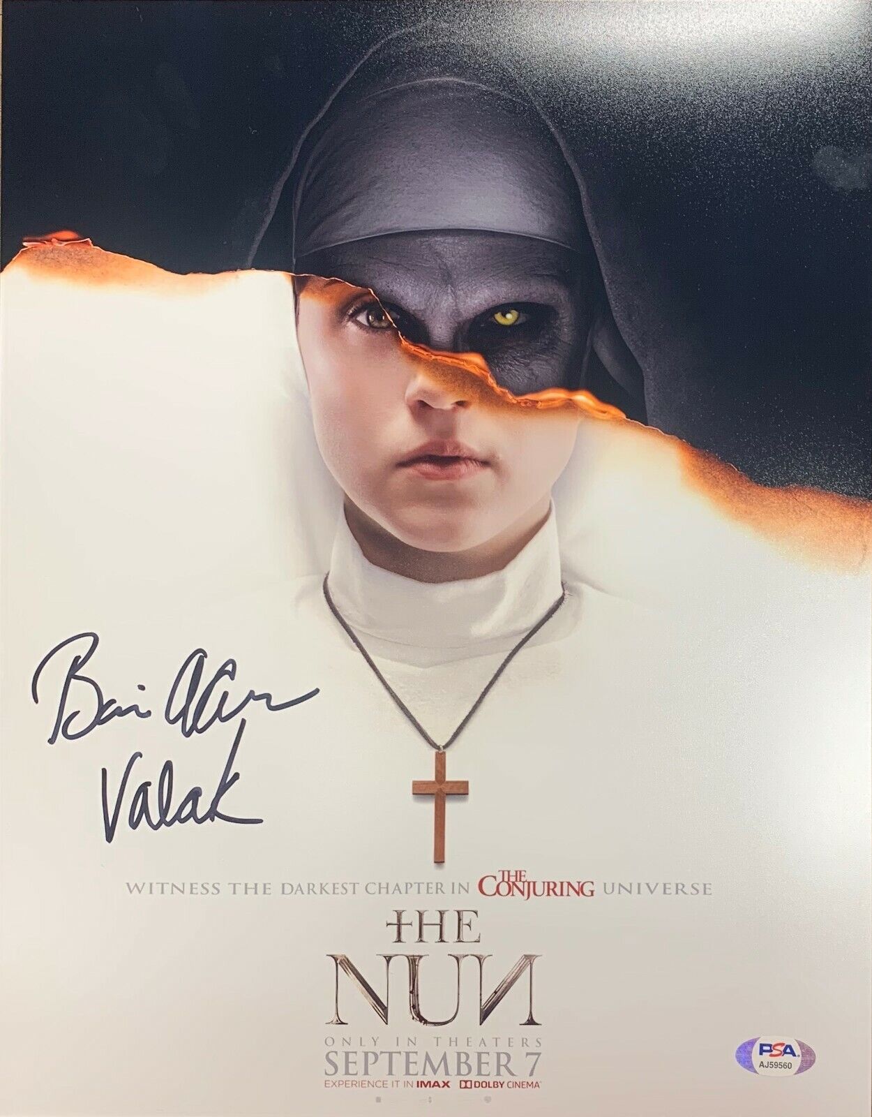 Bonnie Aarons autographed signed 11x14 Photo Poster painting The Nun PSA Valak