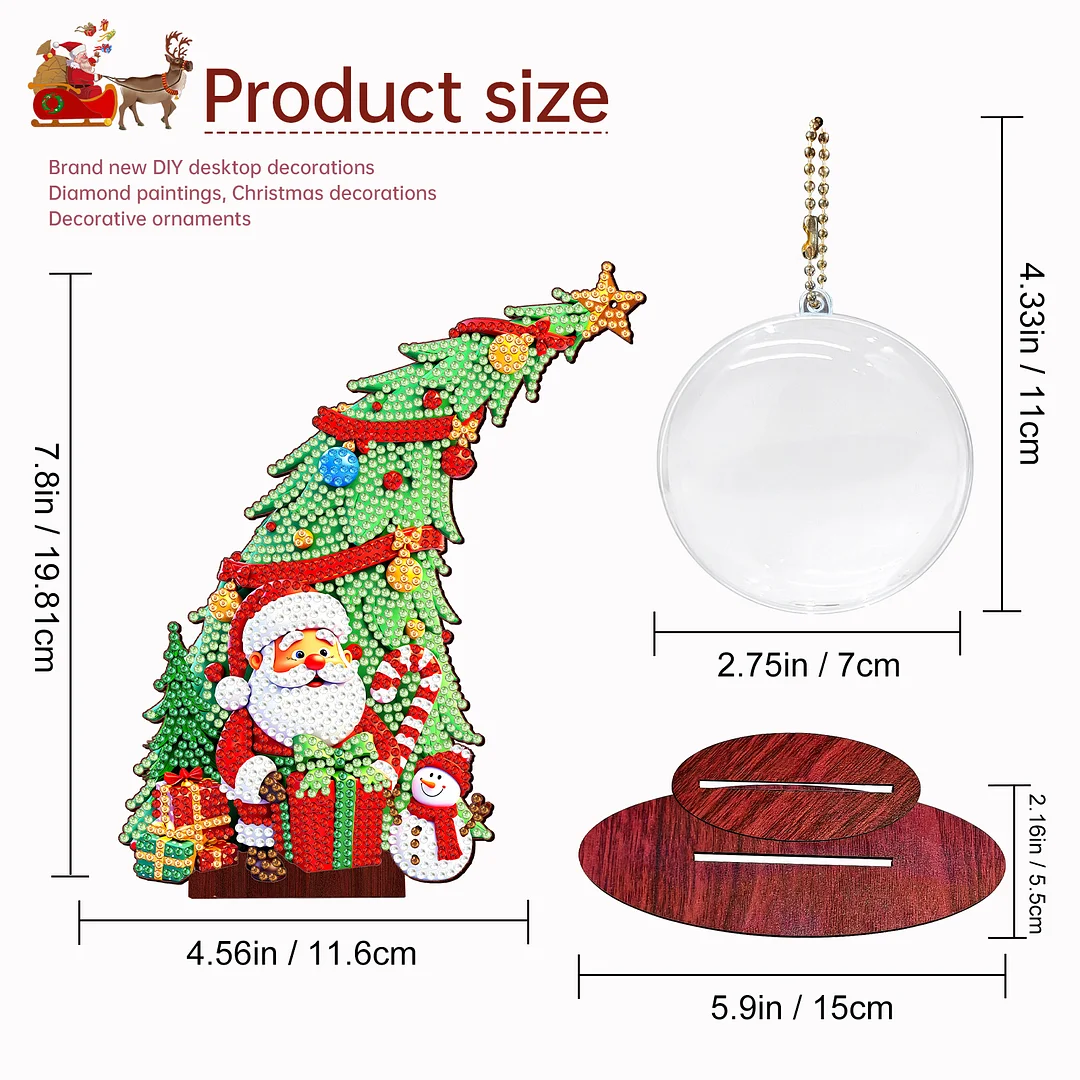 Photo Christmas Tree 5D DIY Diamond Art Tabletop Wood Decorations Ornament Kits
