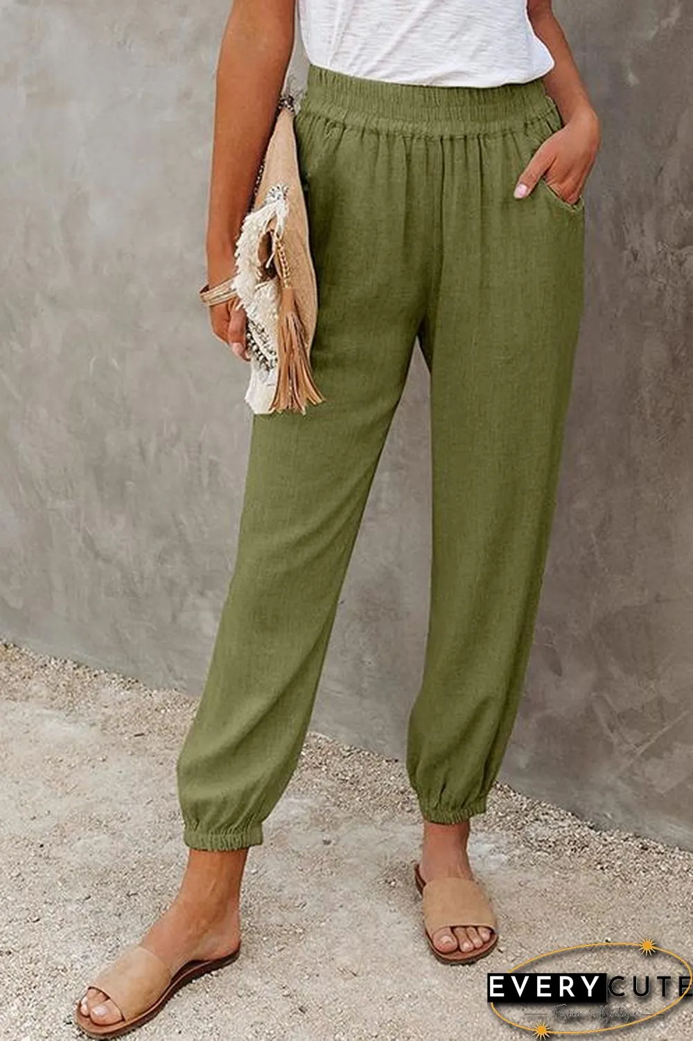 Solid Linen Pockets Jogger