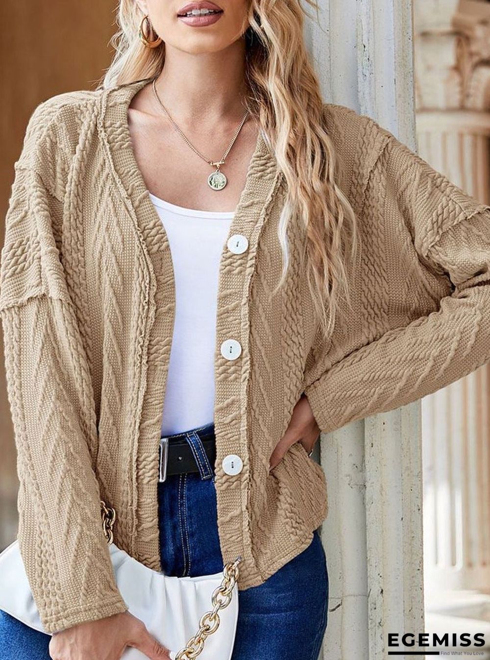 Loose Casual Jacquard Sweater Cardigan | EGEMISS