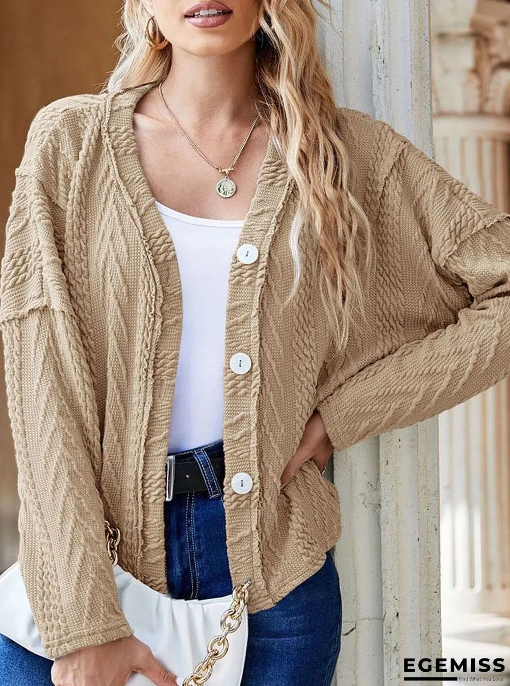 Loose Casual Jacquard Sweater Cardigan | EGEMISS