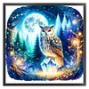 Owl On Gemstone Under Moonlit Night-Full Embroidery 3 Strands 11CT Stamped Cross Stitch-40*40CM