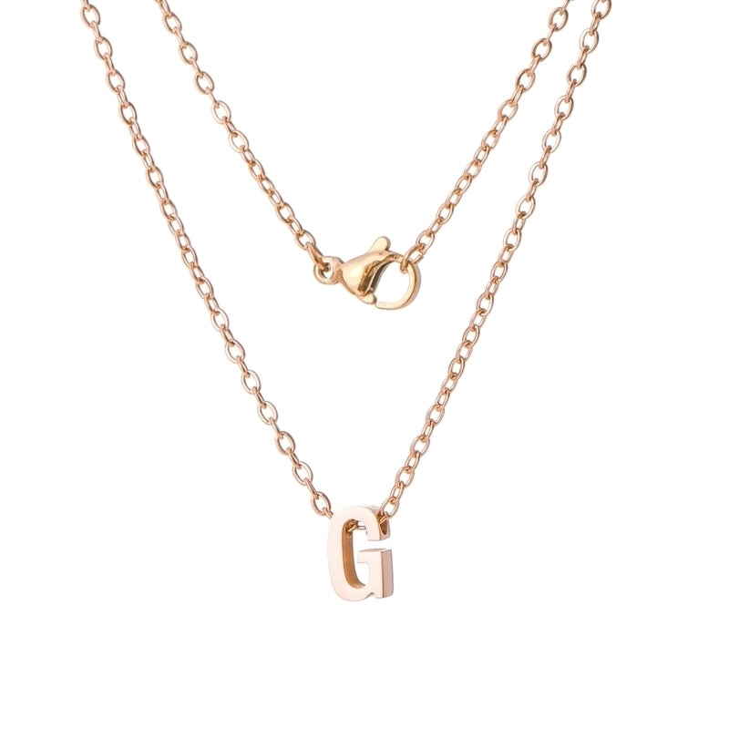 Stainless Steel Rose Gold Plated Minimalist Letter None Pendant Necklace