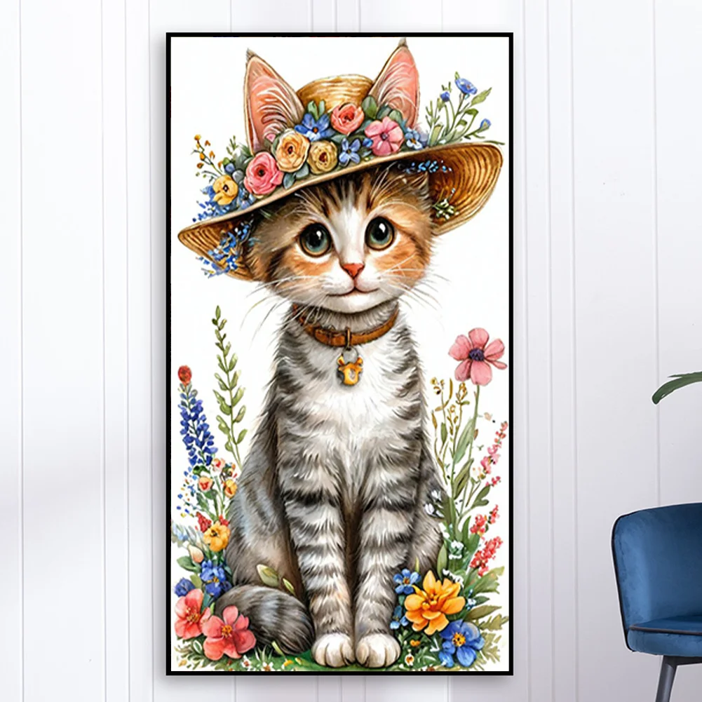 Diamond Painting - Full Round Drill - Flower Cat(Canvas|30*50cm)