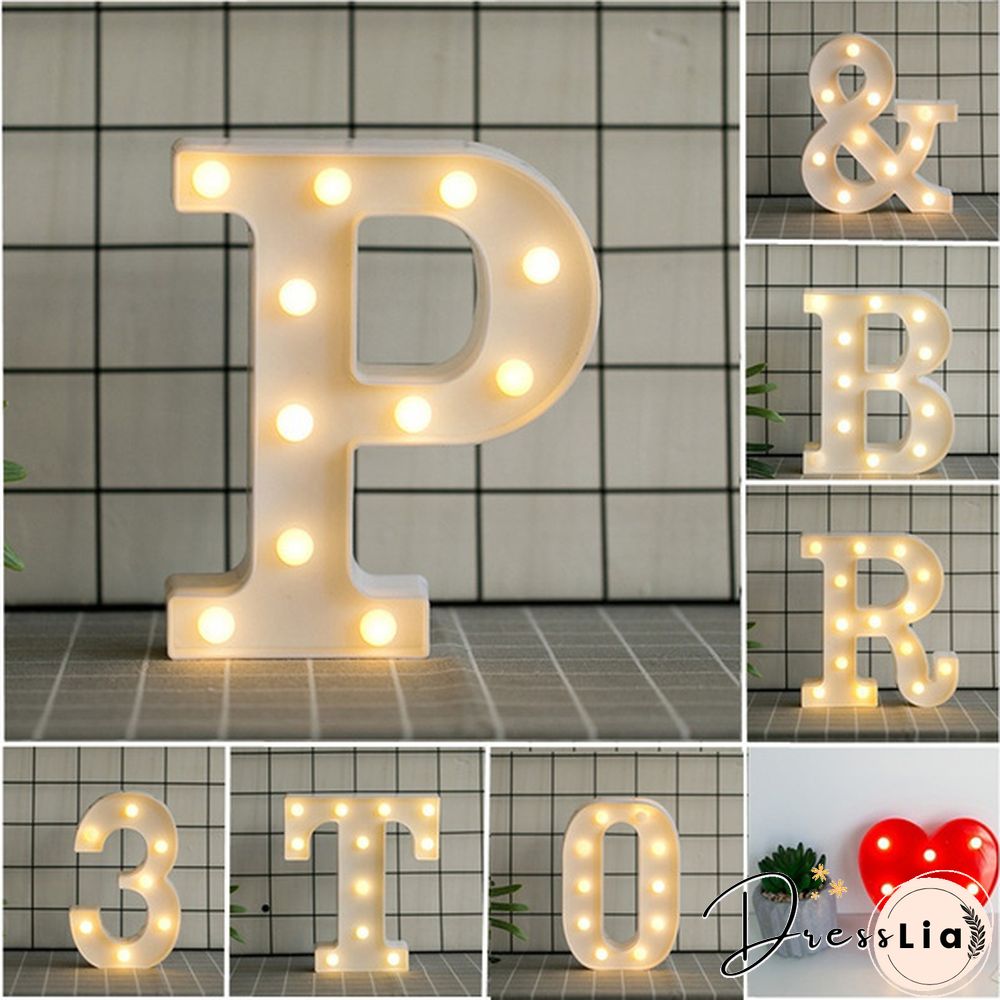26 Letter LED Lights Luminous Number 0-9Lamp Wedding Birthday Christmas Decoration Decoration Battery Night Light Party Bedroom