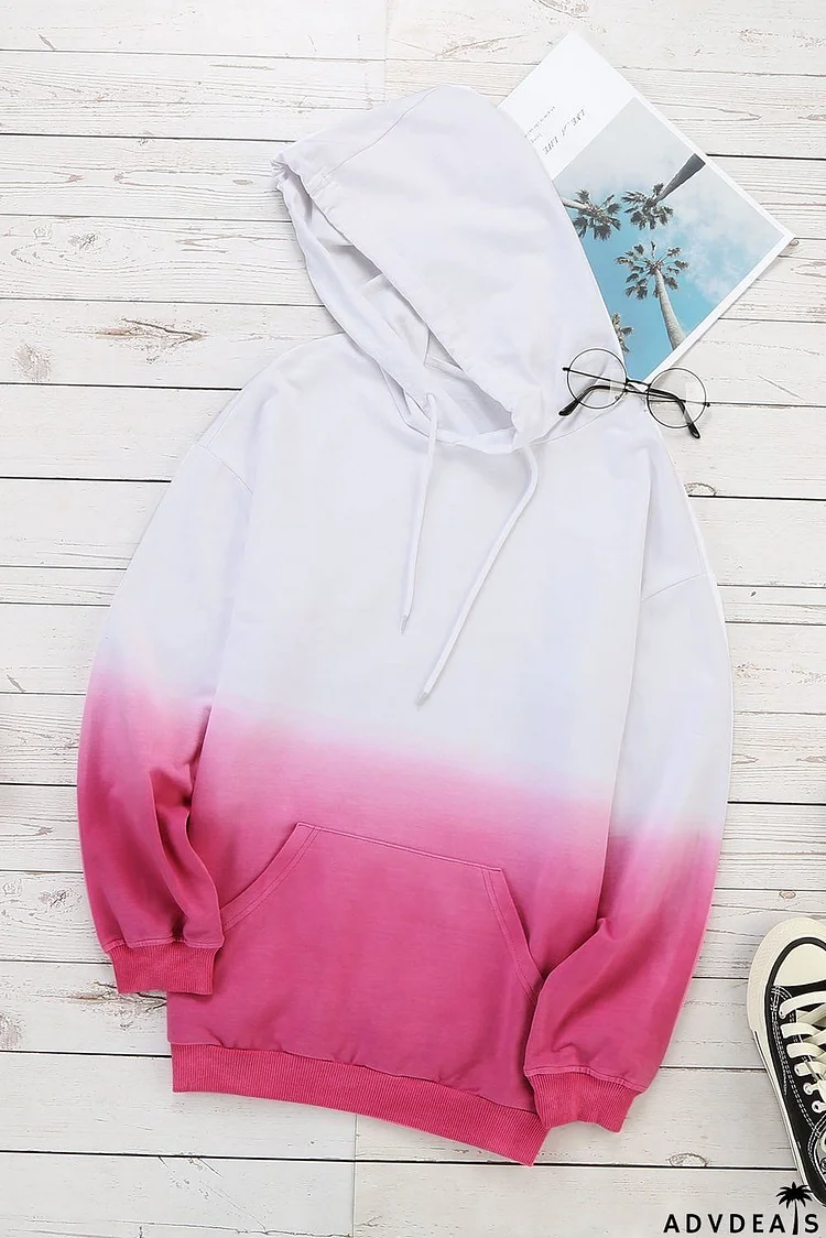 Women's Rose White Gradient Long Sleeve Hoodie