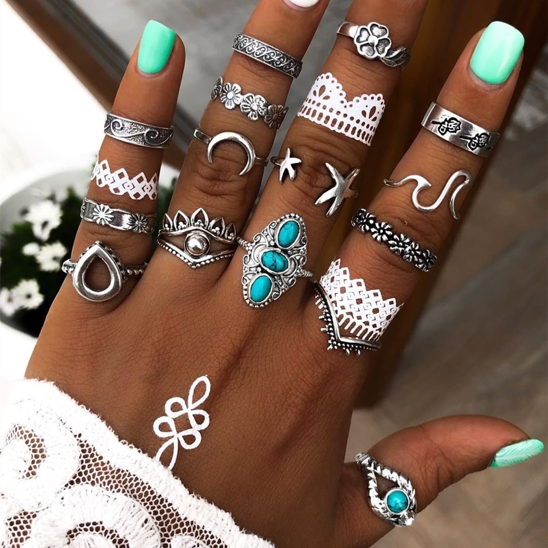 Turquoise Ring 15 Piece