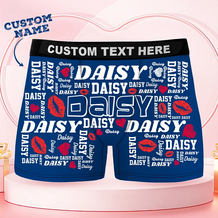 Custom Name Boxer Briefs, Men's Boxers Underwear Personalized Anniversary Gifts For Husband And Wife Him And Her