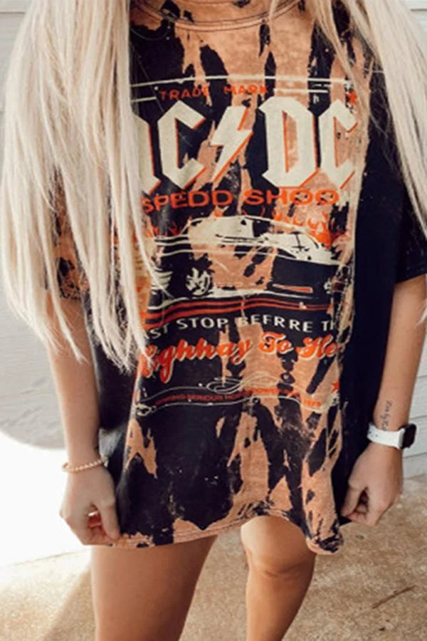 Womens Morden Abstract Print Half Sleeve T-Shirt-Allyzone-Allyzone
