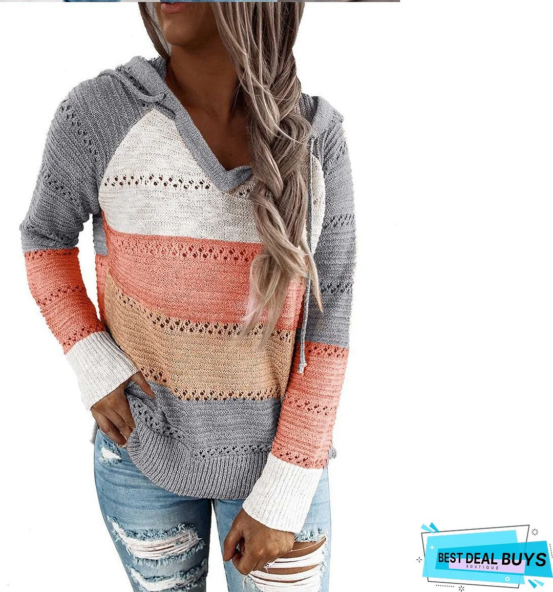 Casual Solid Color V Neck Long Sleeves Sweater