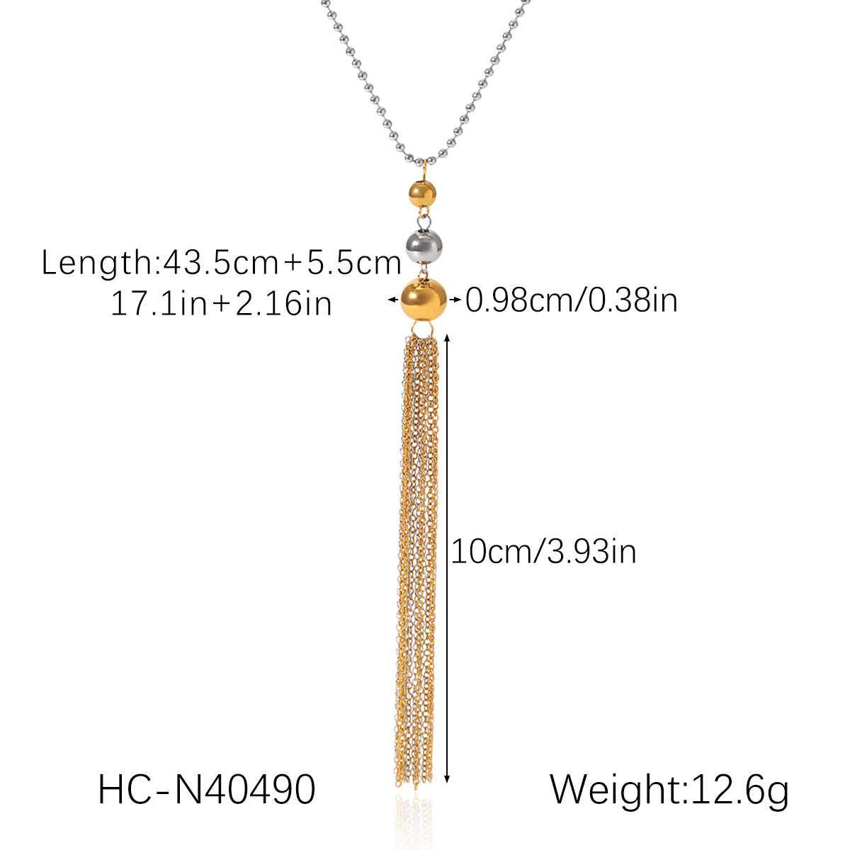 Color Matching Round Bead Necklace Tassel Y Chain 18K Gold Stainless Steel Clavicle Chain Titanium Steel Necklace