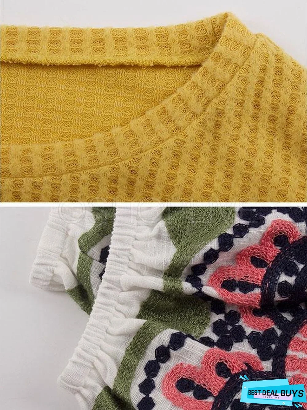 Loose Stitching Embroidered Sleeve Sweater