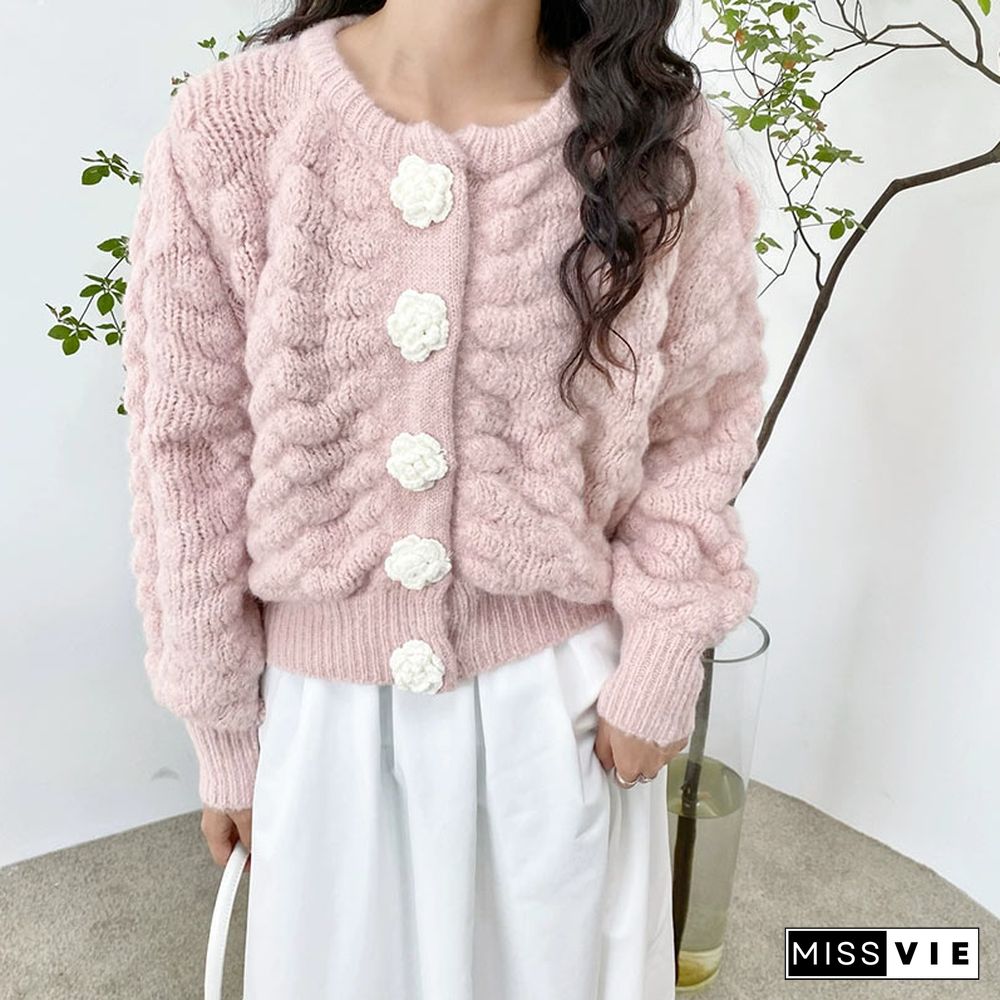 Fashion Flowers Cardigan Knitted Sweater