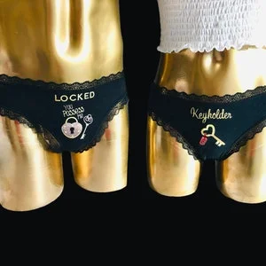 pornhint Pornhint Partner set: women's lace thong LOCKED - You possess me for HIM + lace thong Keyholder for HER