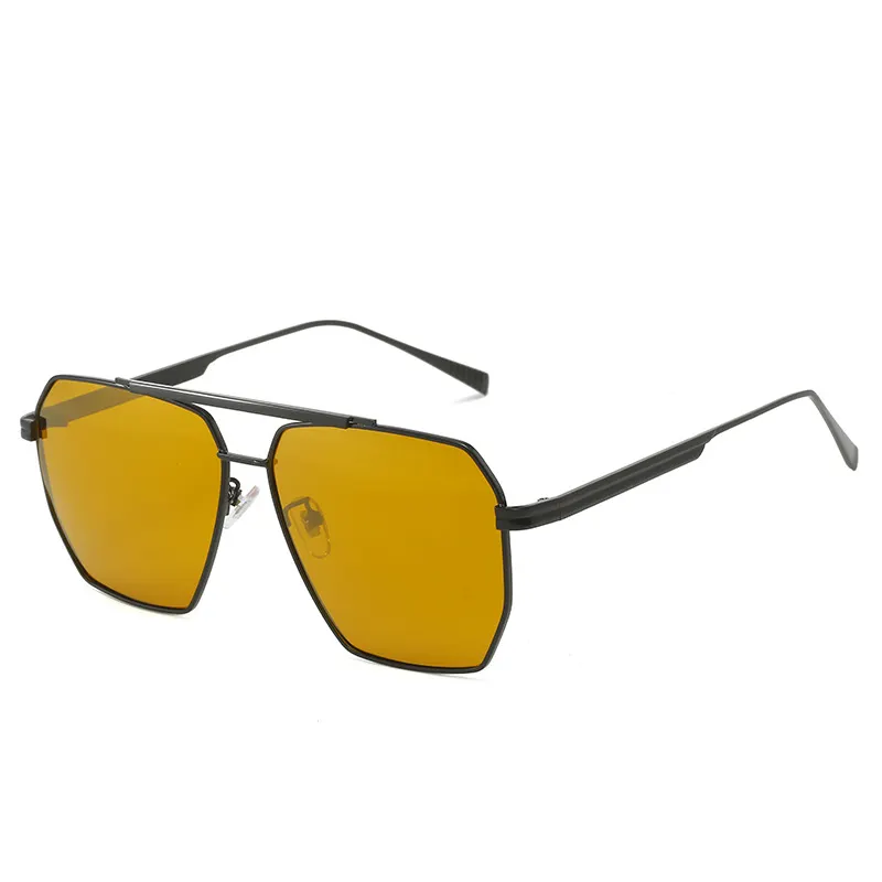 Retro Oversized Square Polarized Sunglasses for Women Men Vintage Shades UV400 Classic Large Metal Sun Glasses-vocosishoes