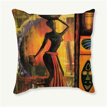 African Collection Living African Clothing Clipart Pillow Cushion African Woman Pillowcase Sofa Car Decoration Pillow