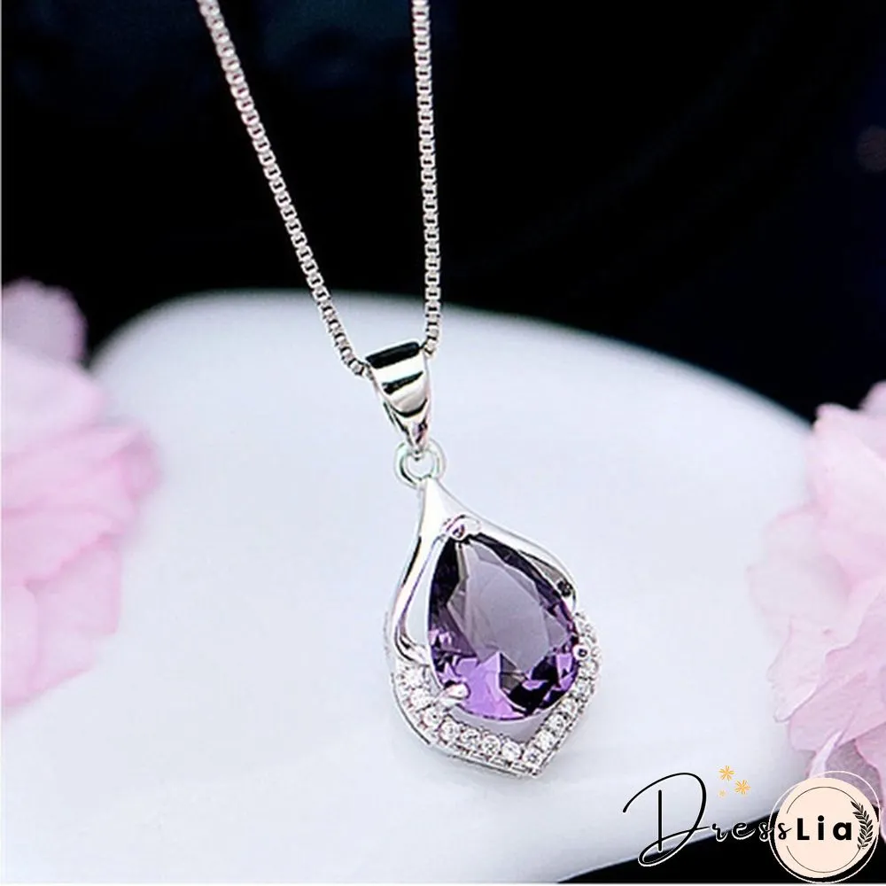Fashionable and Noble 925 Pure Silver Diamond Lady Necklace Long Pendant Elegant Natural