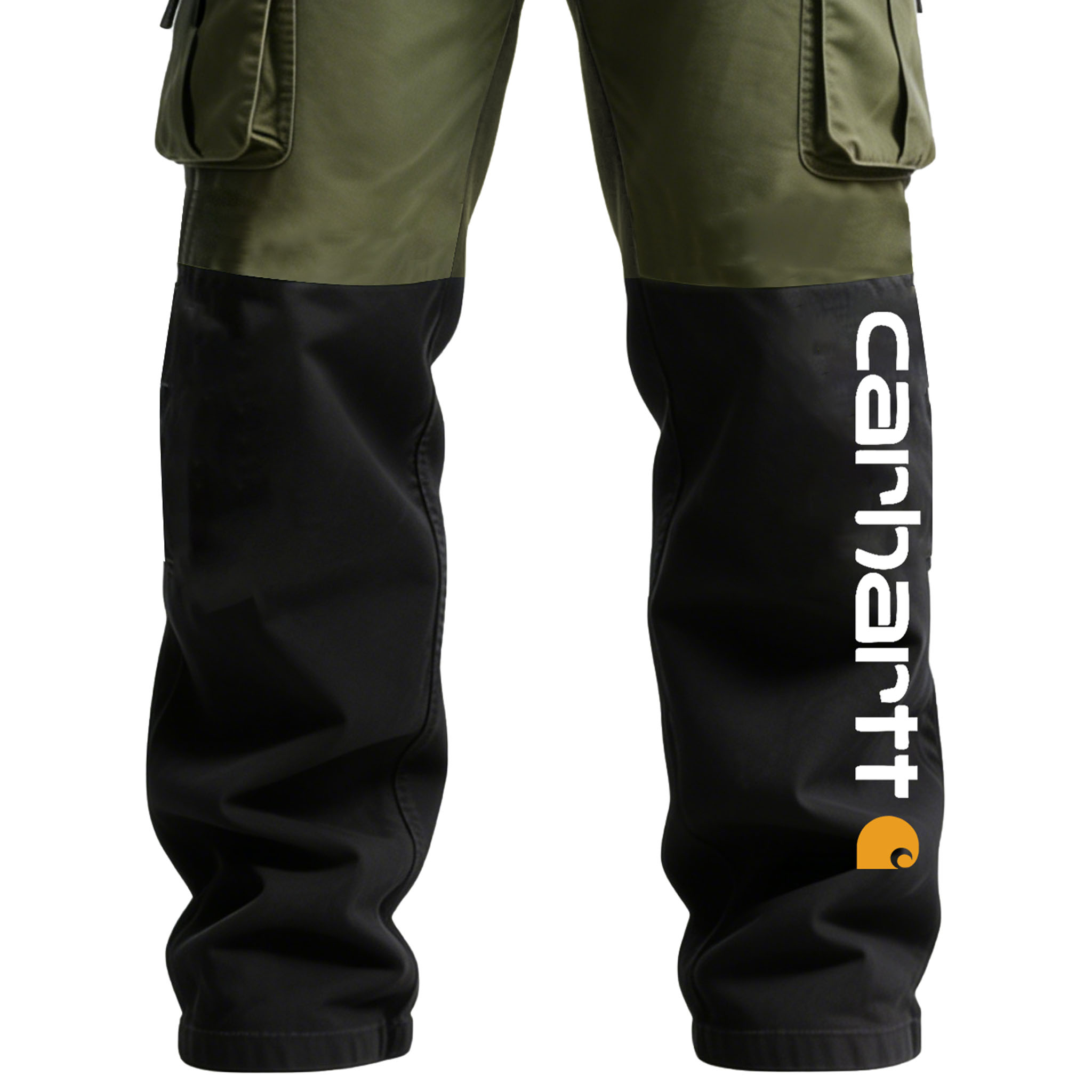 Men's Vintage Outdoor Military Green Black Workwear Cargo Pants