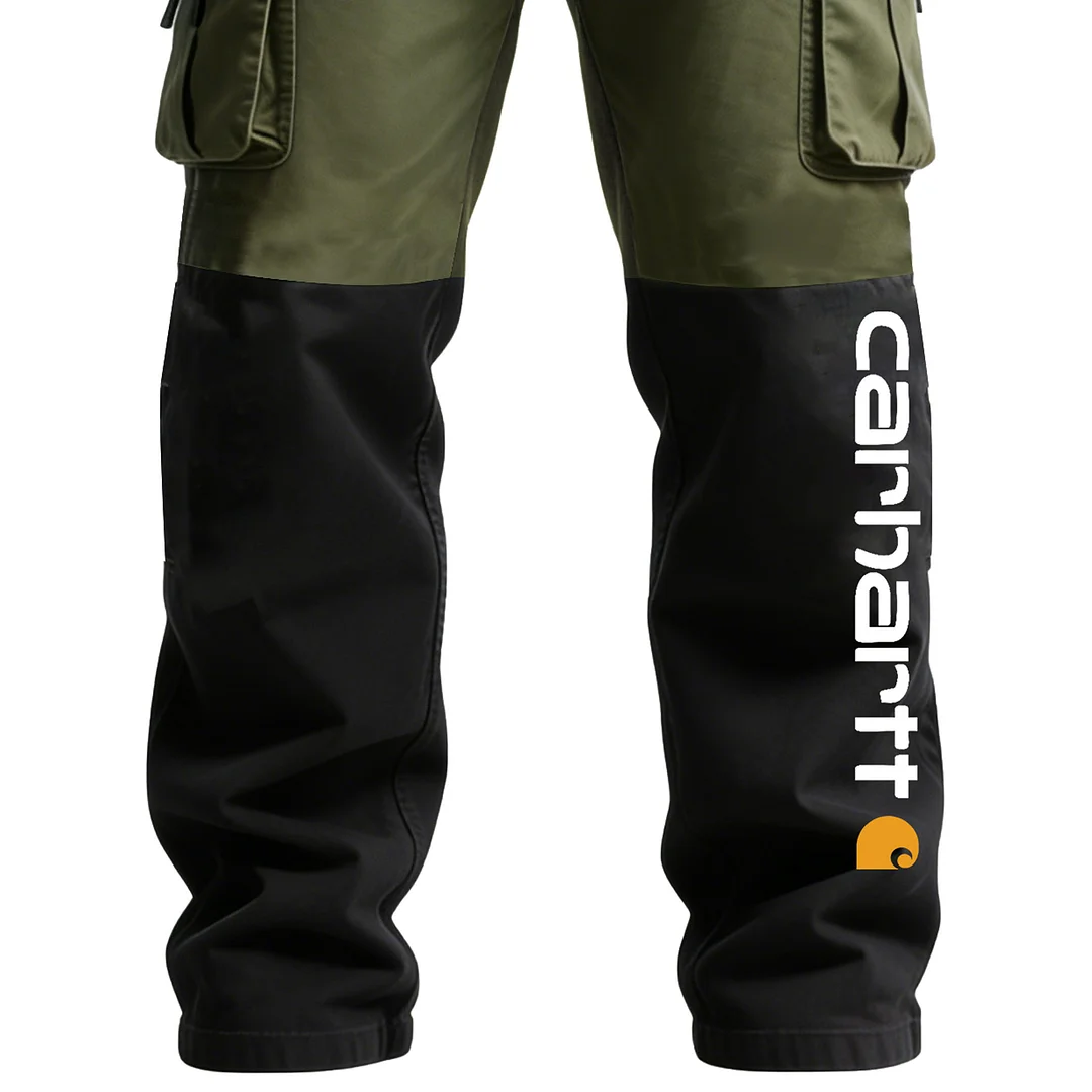 Men's Vintage Outdoor Military Green Black Workwear Cargo Pants