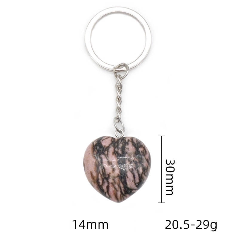 Minimalist Heart Shape Natural Stone Polishing Crystal Keychain