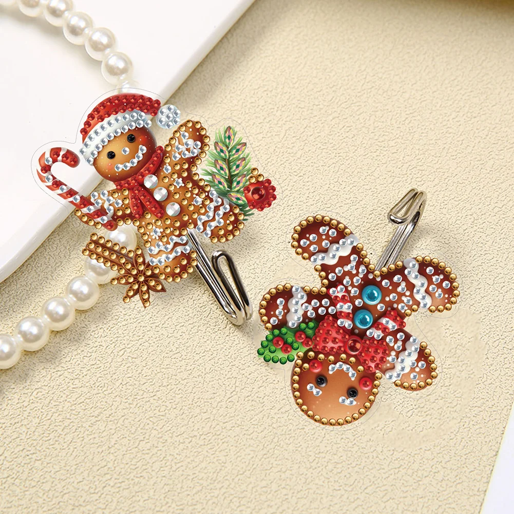 8Pcs Christmas Gingerbread Man Diamond Art Hanging Hooks Diamond Painting Hooks