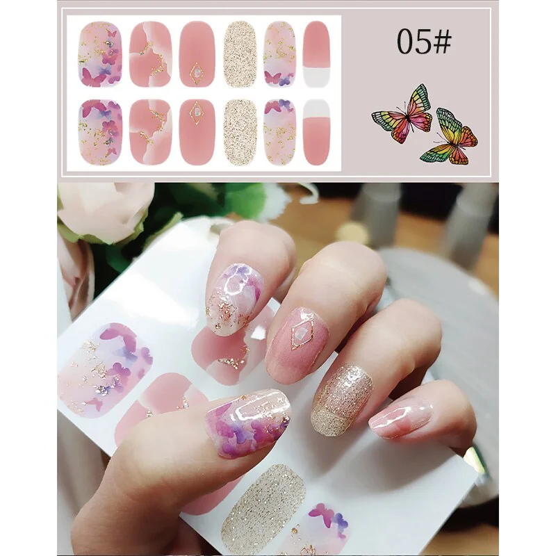 New Designs Full Cover Nail Stickers Fashion Flowers Nail Sticker Set Self Adhesive Manicure Decoracion Nail Strips-Nail Inspo