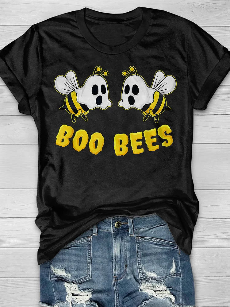 Boo Bees Nurse Halloween Print Short Sleeve T-shirt