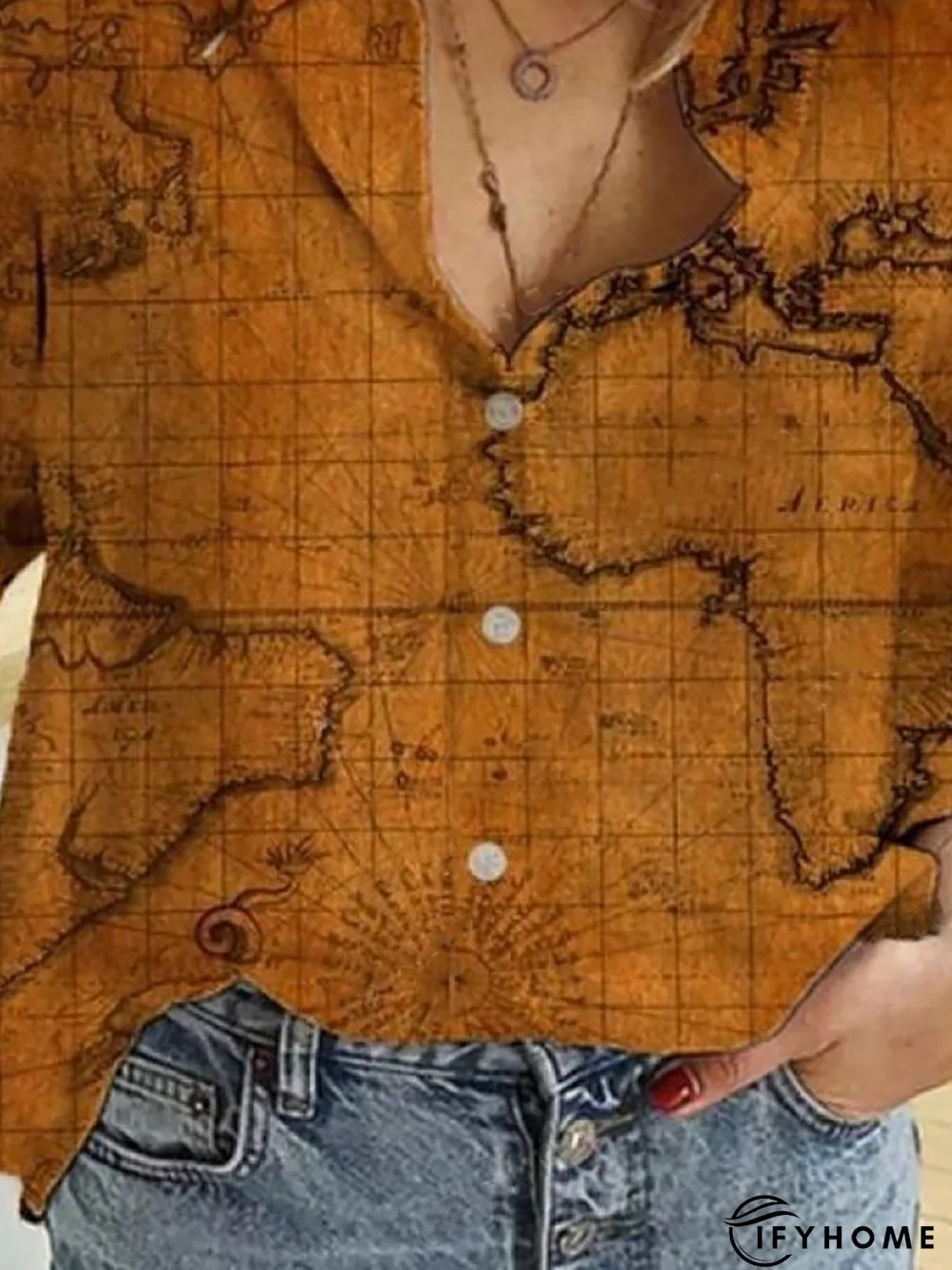 Vintage Map Of The World Painting Print Blouse Top | IFYHOME