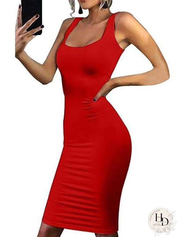 Casual Summer Sleeveless Maxi Bodycon Tank Dress for Women