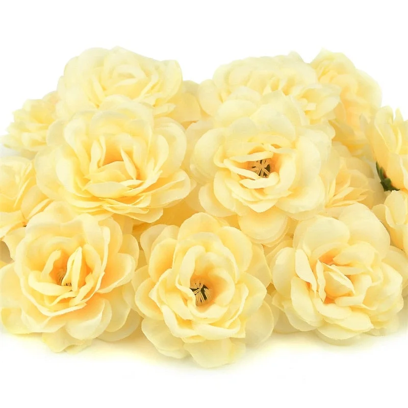 30pcs/lot 7cm Large Artificial Silk Rose Flower Heads For Home Wedding Decoration DIY Wreath Wall Accessories Craft Fake Flowers