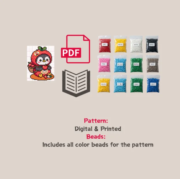 Apple Penguin Pixel Pattern Fuse Bead Kit  | Cute DIY Fuse 2198 Beads Set