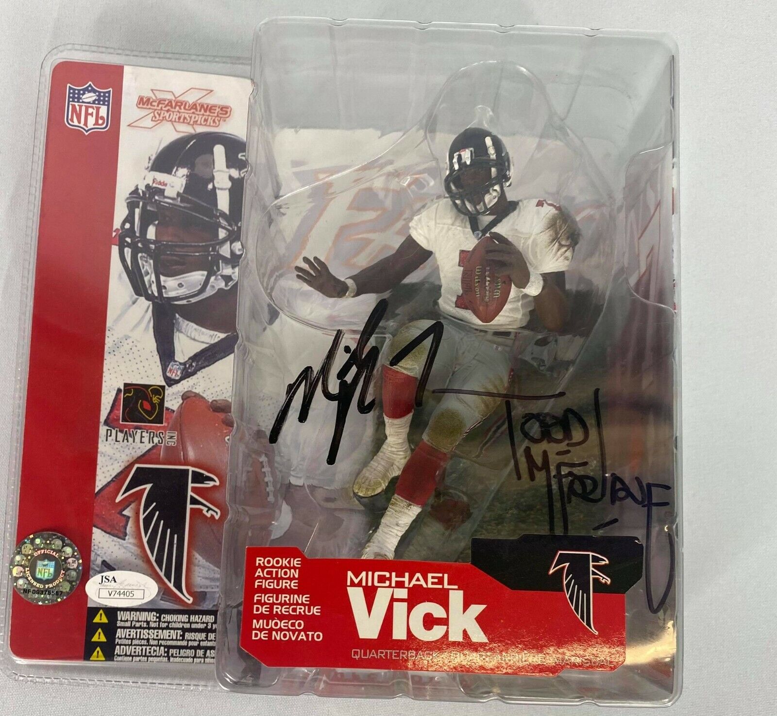 Michael Vick Todd McFarlane DUAL autographed signed Mcfarlane NFL Falcons JSA