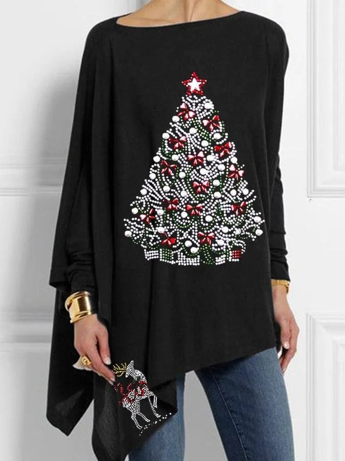 womens-merry-christmas-christmas-tree-casual-irregular-top