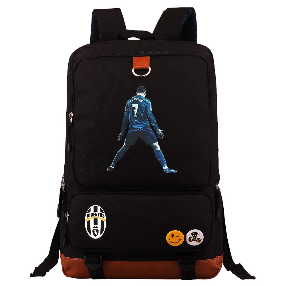 Buzzdaisy Cristiano Ronaldo Printed Square Backpack - Large Capacity and Laptop Compartment
