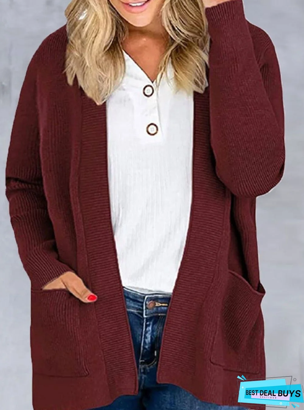 Casual Loose Solid Color Sweater Cardigan