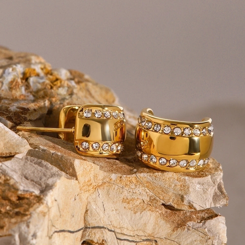 1 Pair Casual Minimalist Classic Style C Shape 304 Stainless Steel Earrings