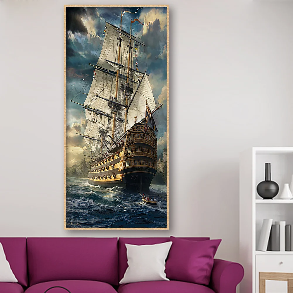 Diamond Painting - Full Round Drill - Sea Sailboat(40*80cm)