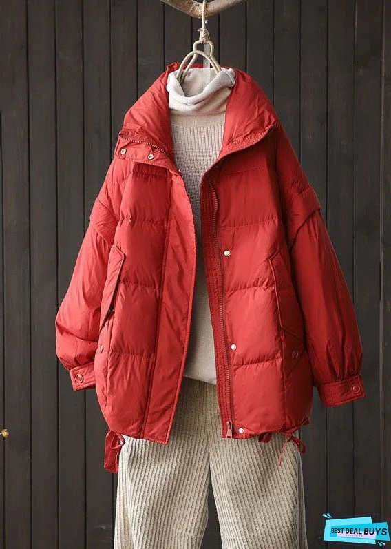 Women Red thick Duck Down Puffer Jacket Winter