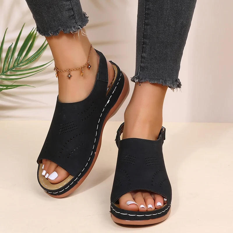 Women Walking Sandals Platform Wedge Open Toe Summer Shoes