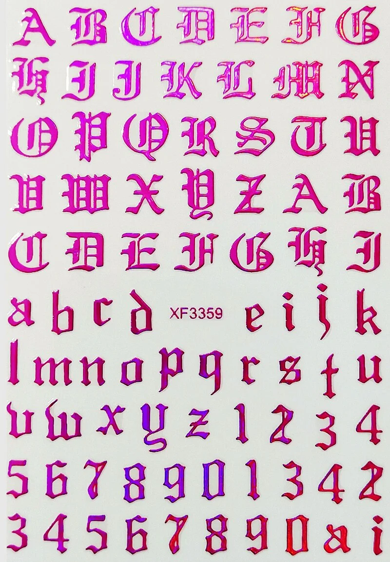 3D New Fashion Old English Font Manicure Design Black Nail Art Stickers Manicure Decal Stickers for Nails Decal Decoration-Nail Inspo