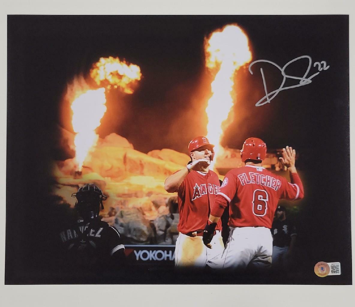 David Fletcher autograph signed Angels 11x14 Photo Poster painting w/ Trout~ Beckett BAS Witness