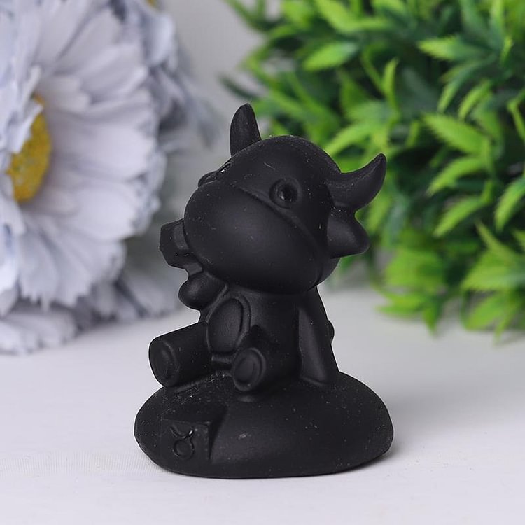 2" Black Obsidian Crystal Carvings Cartoon Bulk