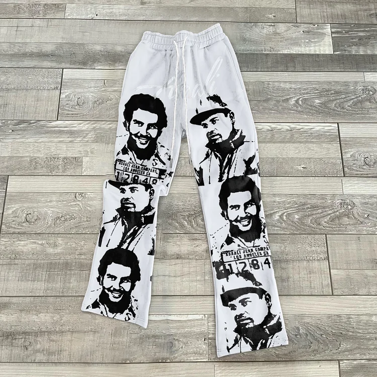 Casual Retro Printed Flared Pants