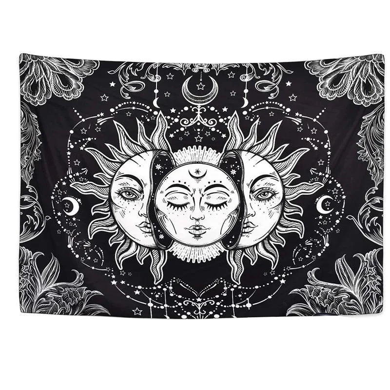 Indian Mandala Sun Tapestry Witchcraft Wall Hanging Boho Decor Vintage Moon Tapestry Hippie Bedroom Living Room PsychedelicDecor