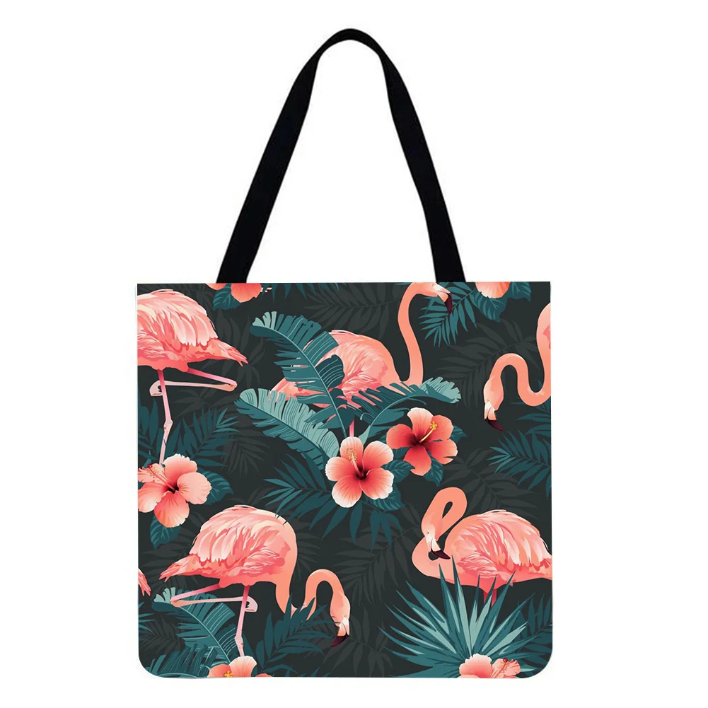 Linen Tote Bag-Flamingo