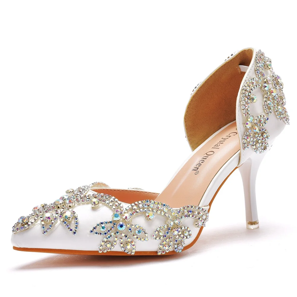 Breakj Breakj Cm Golden Water Diamond Wedding Shoes Fine Heel Pointed Sandals Hollow Two-Siped Sandals Banquet Crystal Wedding