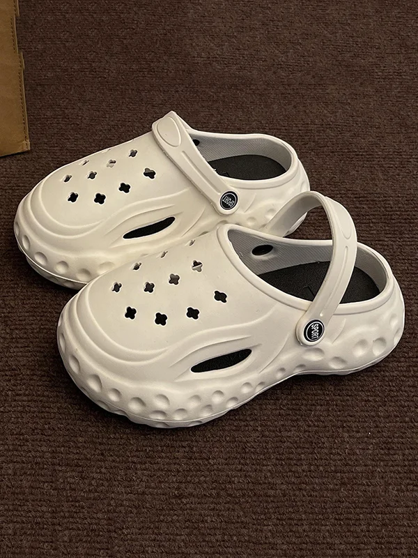 Hollow Round-Toe Crocs Slider Sandals